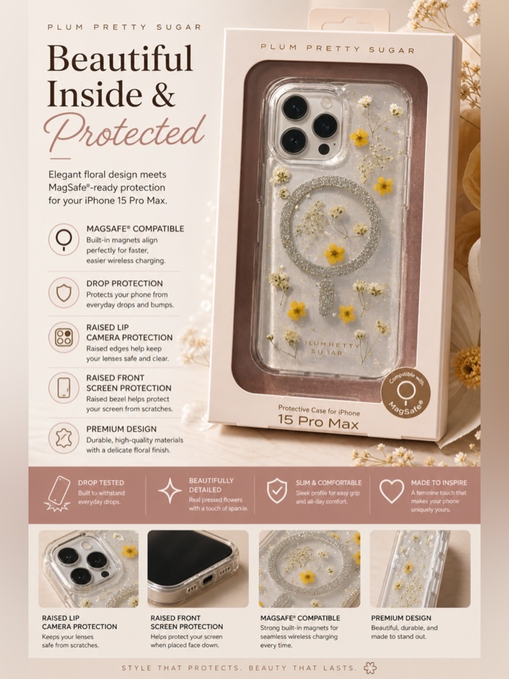 Plum Pretty Sugar Protective case for iPhone 15 Pro max
